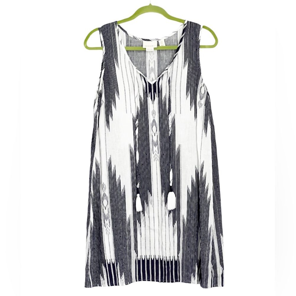 CYNTHIA ROWLEY Navy & White Linen Dress Size 10